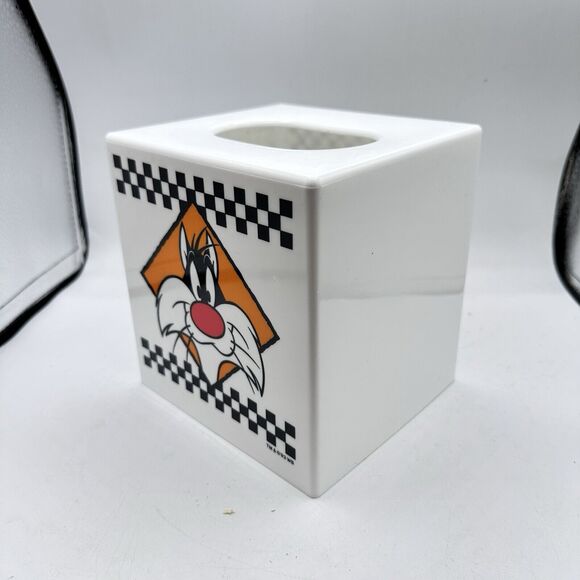 Vintage 90s Looney Tunes Tissue Box Plastic Holder Cover Tweety Bird Sylvester - Picture 4 of 6